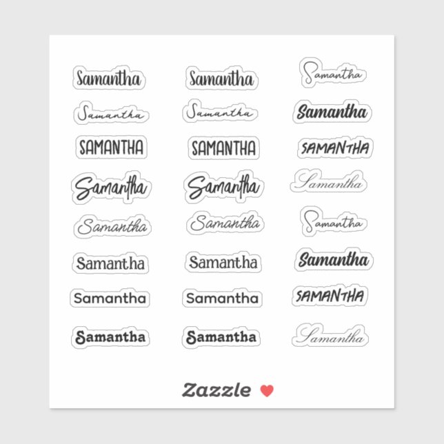 Adesivo Na moda Girly Trendy First Name Set of 24 Fonts (C (Folha)