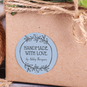 Adesivo Na moda Greenery feito à mão com nome de amor azul