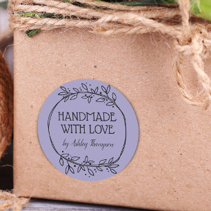 Adesivo Na moda Greenery feito à mão com nome de amor roxo