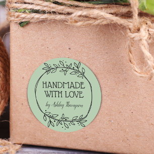 Adesivo Na moda Greenery feito à mão com nome de amor verd