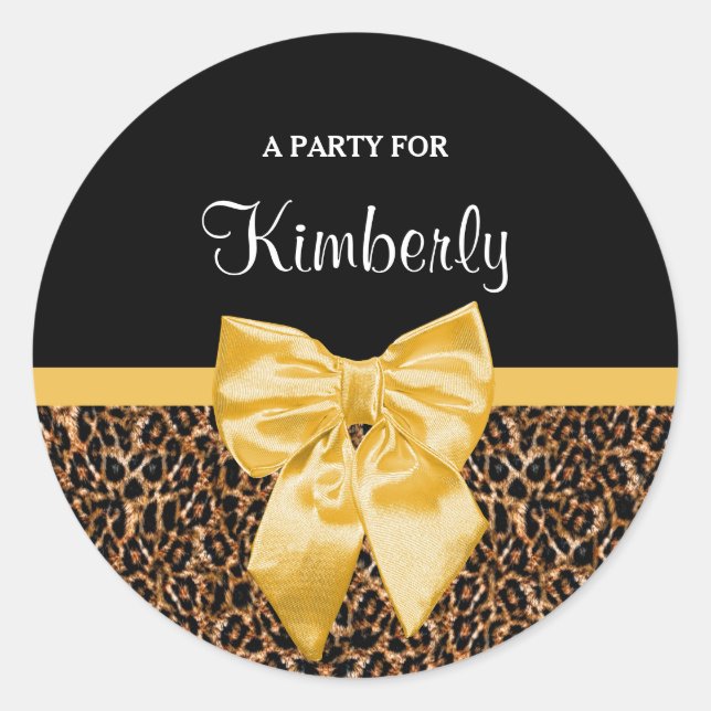 Adesivo Na moda Leopard Print Elegante Yellow Arco e nome (Frente)