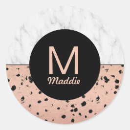 Adesivo Na moda Marble e Rosa Dourado Padrão com Monograma