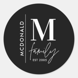 Adesivo Na moda marinho monocromático da família do monogr