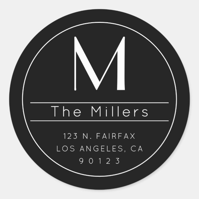 Adesivo Na moda Modern Return Address & Monograma (Frente)