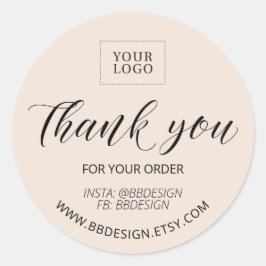 Adesivo Na moda para pequenas empresas Beige Obrigado ades
