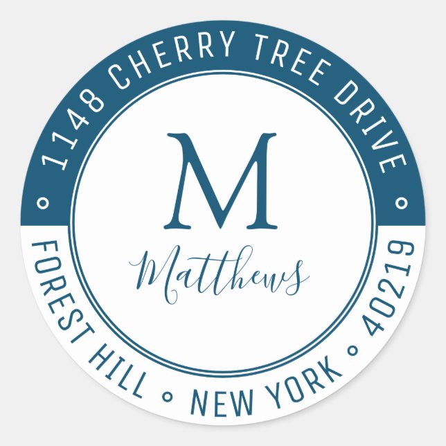 Adesivo Na moda Personalizar Sobrenome do Monograma e Ende (Frente)