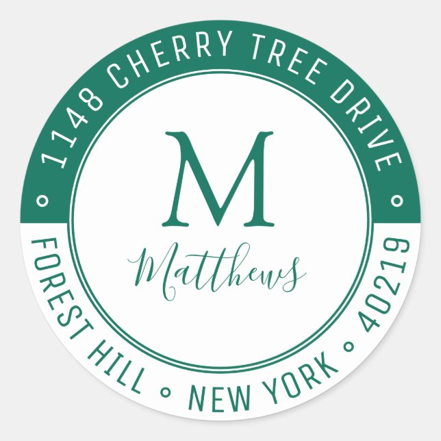 Adesivo Na moda Personalizar Sobrenome do Monograma e Ende (Frente)