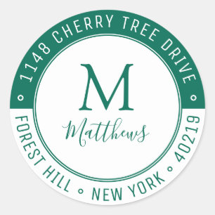 Adesivo Na moda Personalizar Sobrenome do Monograma e Ende