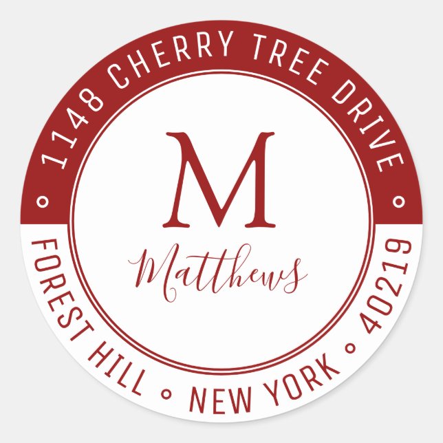 Adesivo Na moda Personalizar Sobrenome do Monograma e Ende (Frente)