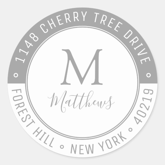 Adesivo Na moda Personalizar Sobrenome do Monograma e Ende (Frente)