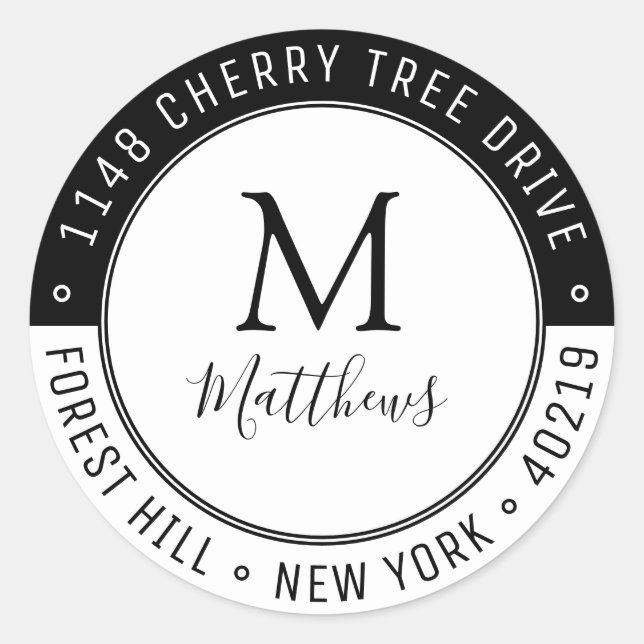 Adesivo Na moda Personalizar Sobrenome do Monograma e Ende (Frente)