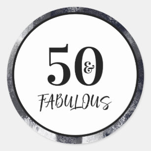 Adesivo Na moda preto e branco 50 e aniversário fabuloso