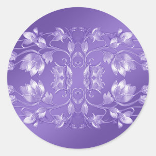 Adesivo Na moda Purple Floral Round Sticker