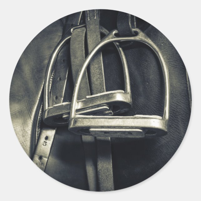Adesivo Na moda Silver Stirrups em Inglês Riding Saddle (Frente)