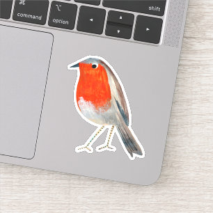 Adesivo Na moda vermelho e cinza Pássaro Robin Sticker