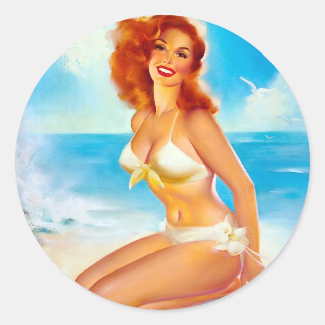 Adesivo Na praia Pin Up (Frente)