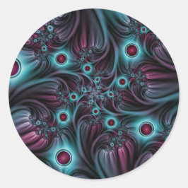 Adesivo Na Profundidade da Arte Fractal Abstrato Azul Cor-