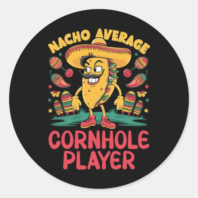 Adesivo Nacho Média Cornhole Player Cinco De Mayo Mexica (Frente)
