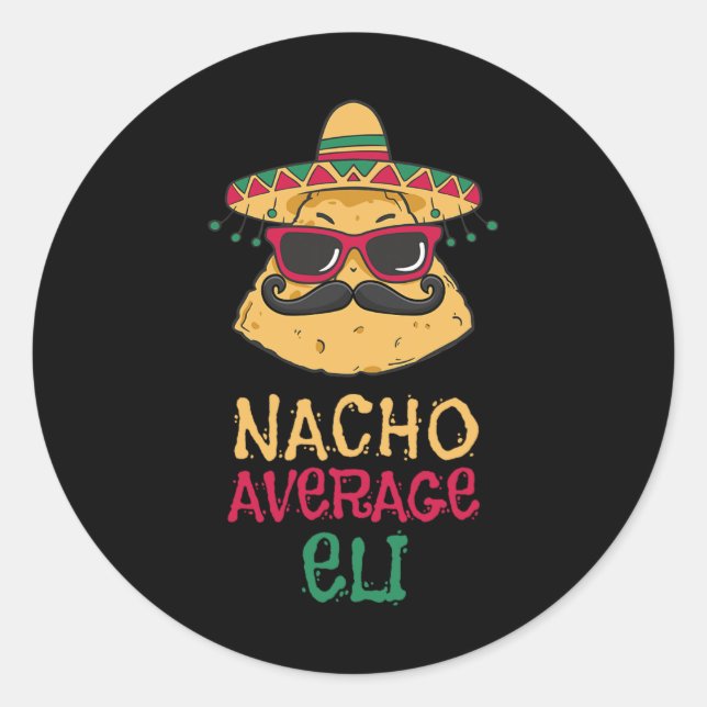 Adesivo Nacho Média Eli Nome Funny Taco (Frente)
