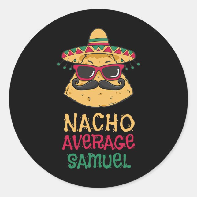 Adesivo Nacho Média Samuel Nome Funny Taco (Frente)