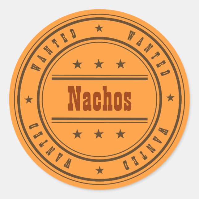 Adesivo Nachos WANTED Personalizar Mensagem (Frente)
