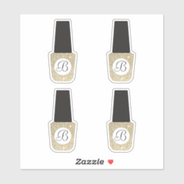 Adesivo Nail Salon Monogramas em Glitter Nail Dourado Polo