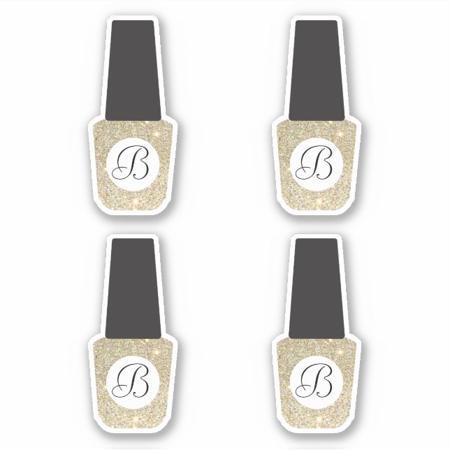 Adesivo Nail Salon Monogramas em Glitter Nail Dourado Polo (Frente)