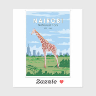Adesivo Nairobi National Park Giraffe Viagem Art Vintage