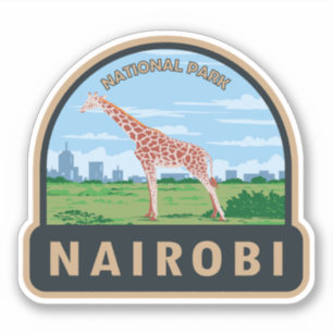 Adesivo Nairobi National Park Giraffe Viagem Art Vintage