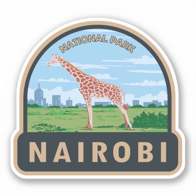 Adesivo Nairobi National Park Giraffe Viagem Art Vintage (Frente)