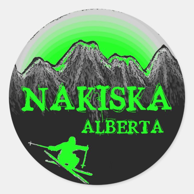 Adesivo Nakiska Alberta Canada escrivagem verde (Frente)