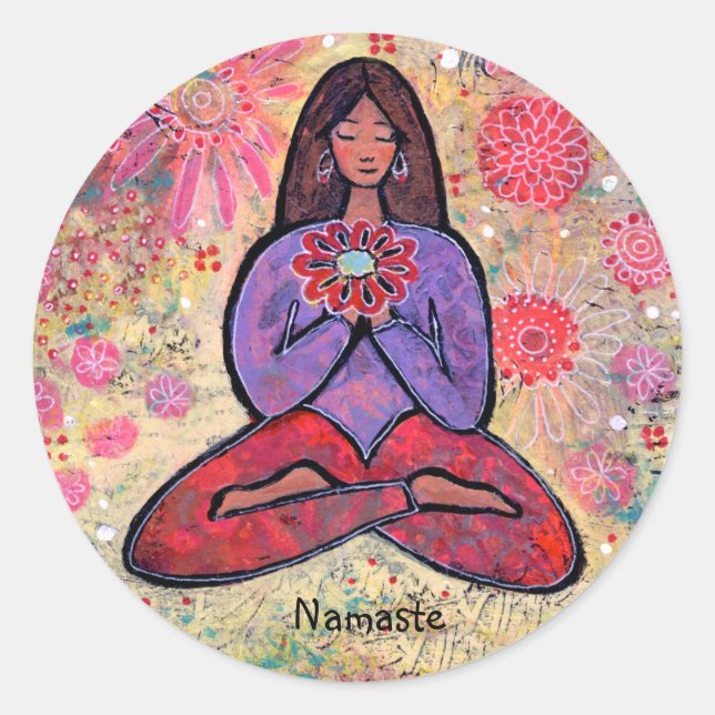 Adesivo Namaste Brown Haired Yoga Girl Sticker (Frente)