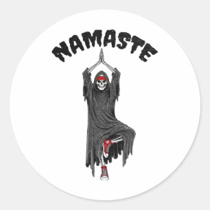 Adesivo Namaste de Yoga Divertido no Halloween Esqueleto C