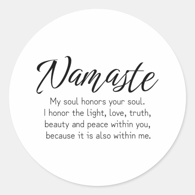 Adesivo Namaste definition Zen,Yoga, Inspirational quote (Frente)