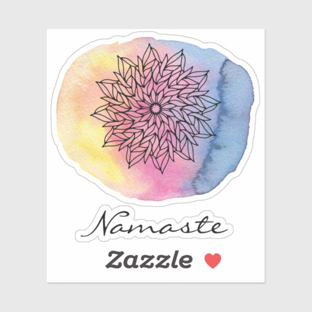 Adesivo *~* Namaste Mandala Abstrato Watercolor Stick (Folha)