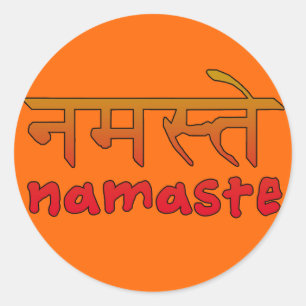 Adesivo Namaste no roteiro inglês e do Hindi