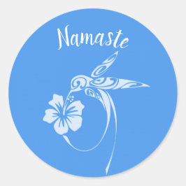 Adesivo Namaste White Hummingbird em fundo azul