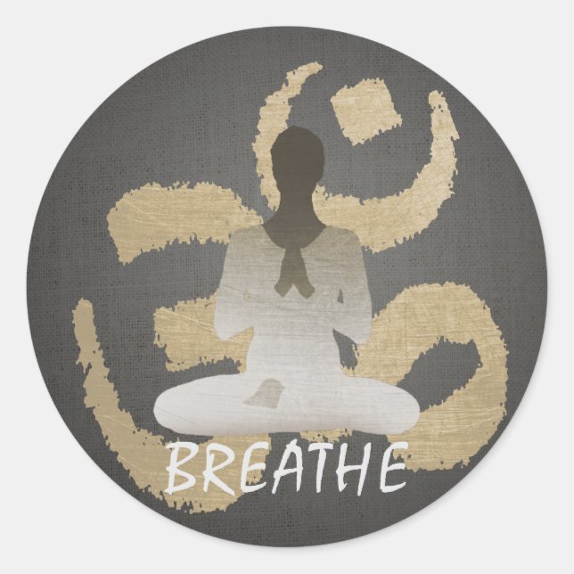 Adesivo Namaste Yoga Dourado - Sinal Om Breathe (Frente)