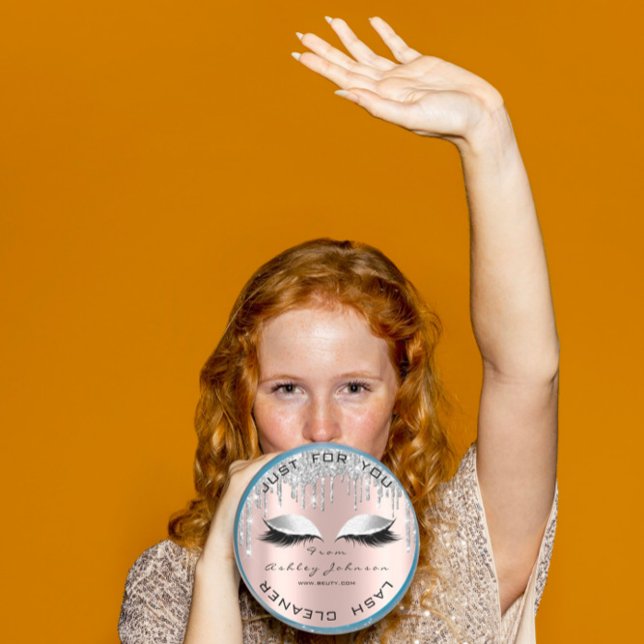 Adesivo Name Beauty Lshes Drives Rosa Cinza Lashes Cleaner (Name Beauty Lshes Drips Rose Gray Lashes Cleaner Classic Round Sticker)