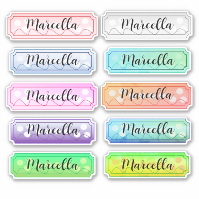 Adesivo Name Sticker Definir Cores Belas (Frente)