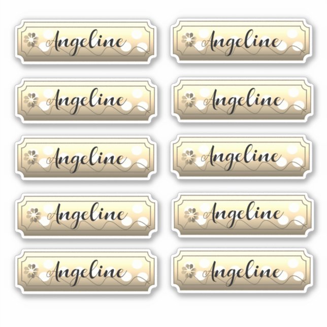 Adesivo Name Sticker Set Dourado Flowers (Frente)