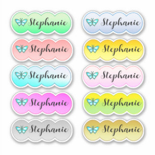 Adesivo Name Sticker Set Multi Color With Butterfly