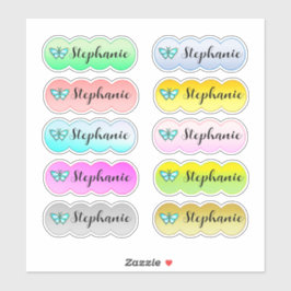 Adesivo Name Sticker Set Multi Color With Butterfly