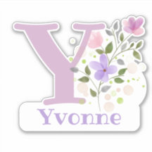 Name Yvonne com a opção Letter Y Sticker Cut-Out