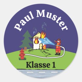 Adesivo Namensaufkleber - Feuerwehr löscht Brand - Nacht