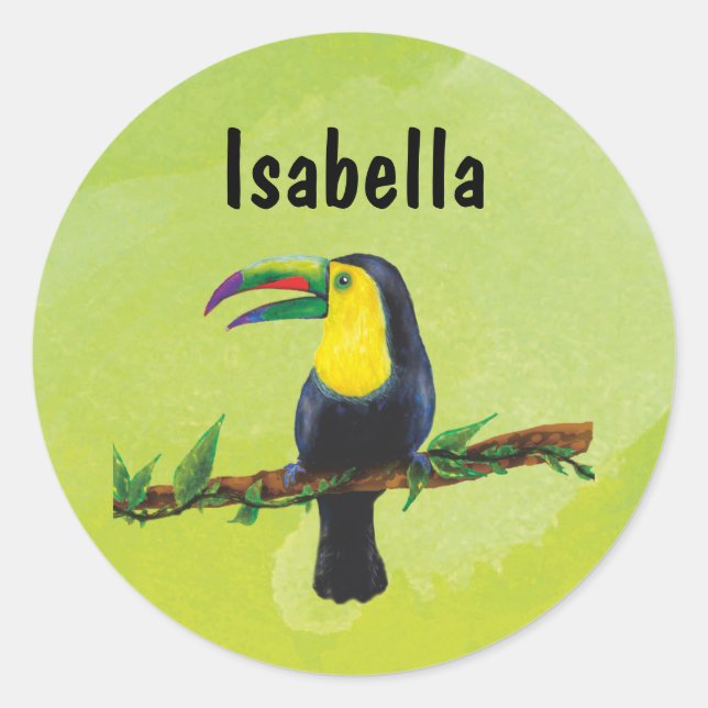 Adesivo Namensaufkleber grün - Tucan Aquarell-Design  (Frente)