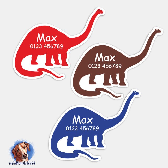 Adesivo Namensaufkleber Langhals Dino 2 | Form - Aufkleber (Konturgeschnittener Namensaufkleber für Kinder - Langhals Dino - personalisierbar )