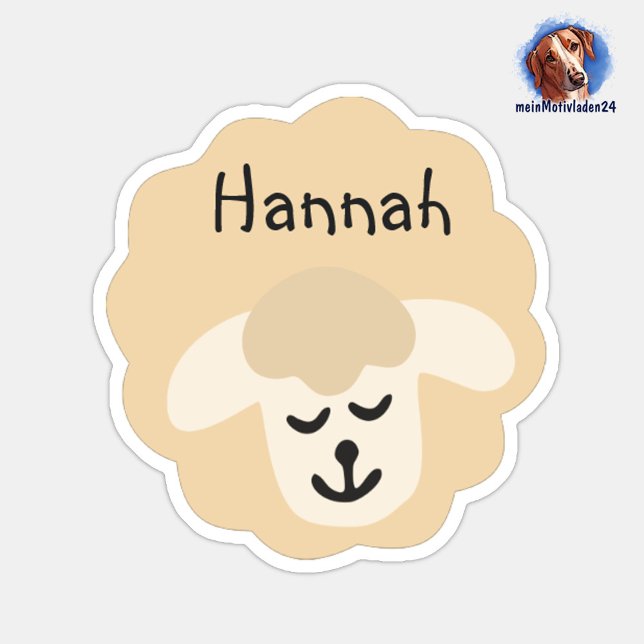 Adesivo Namensaufkleber Schäfchen - beige | 9 Form -  (Konturgeschnittener Namensaufkleber für Kinder - Schaf - personalisierbar mit Name oder Wunschtext)