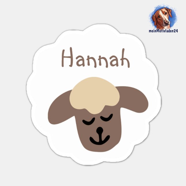 Adesivo Namensaufkleber Schäfchen - weiß braun | 9 Form - (Konturgeschnittener Namensaufkleber für Kinder - Schaf - personalisierbar mit Name oder Wunschtext)