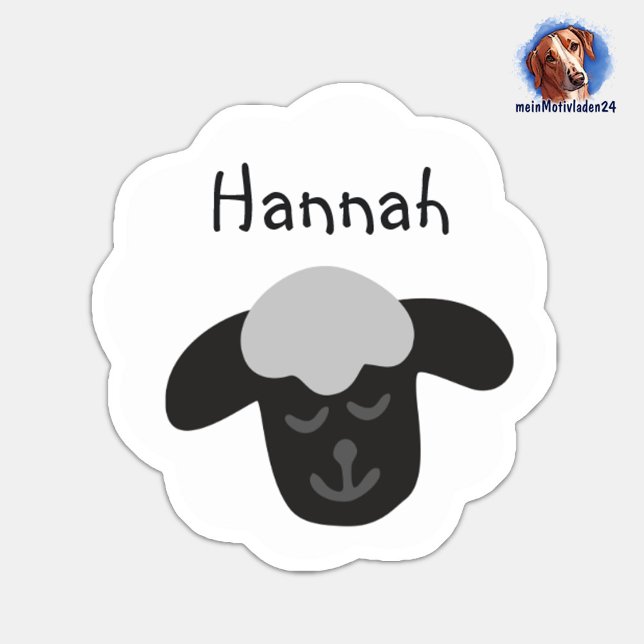 Adesivo Namensaufkleber Schäfchen - weiß schwarz| 9 Form - (Konturgeschnittener Namensaufkleber für Kinder - Schaf - personalisierbar mit Name oder Wunschtext)
